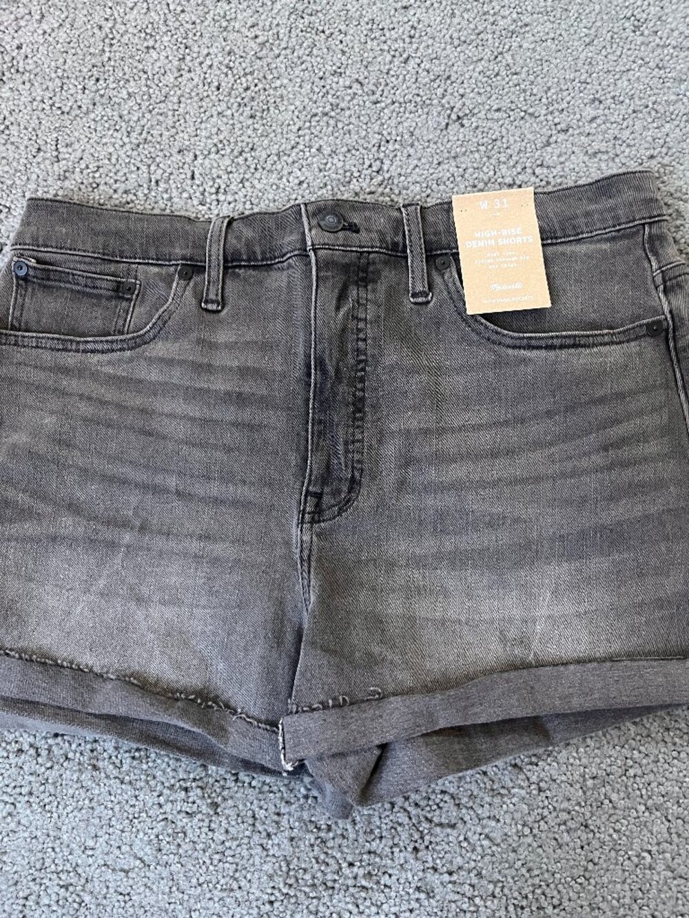 MADEWELL HIGH-RISE DENIM SHORTS WITH MAGIC POCKETS - NEW WITH TAGS - W31